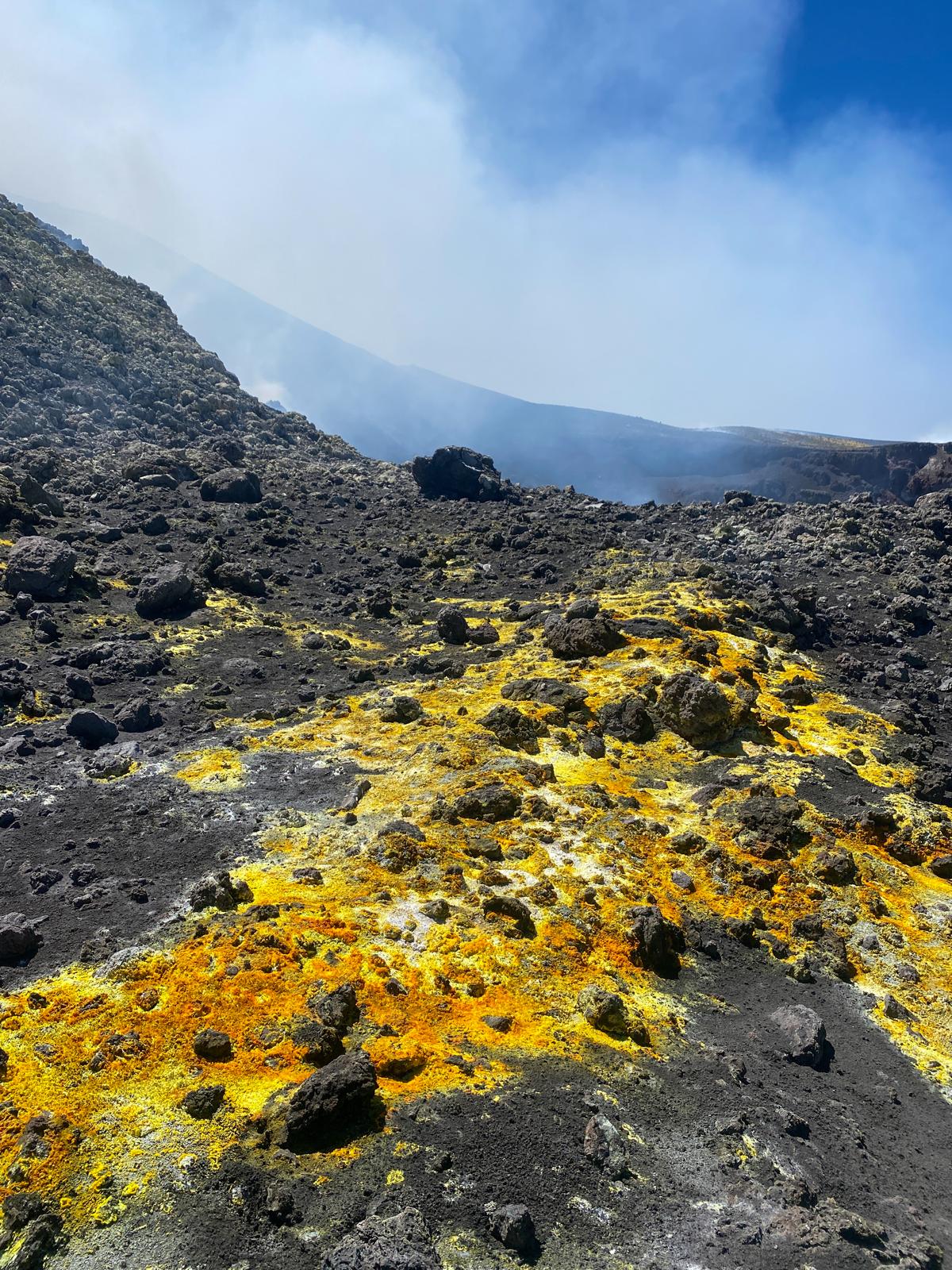 Sulfur and fumaroles on Etna's summit craters