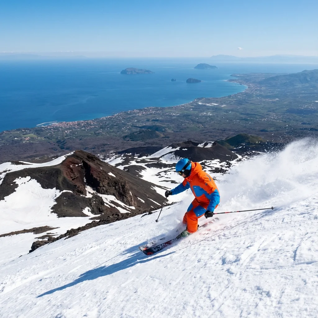 Skiing on Etna: Sea View Slopes and Freeride